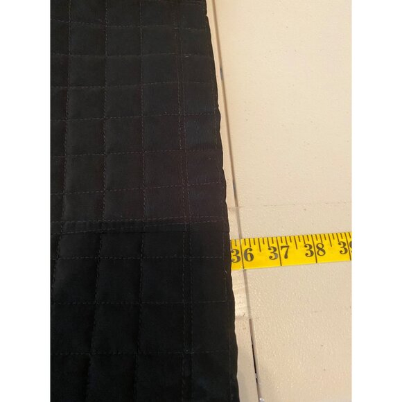 Gallery Quilted Black Jacket 36" Long Coat Belted Waist Medium - Picture 8 of 13